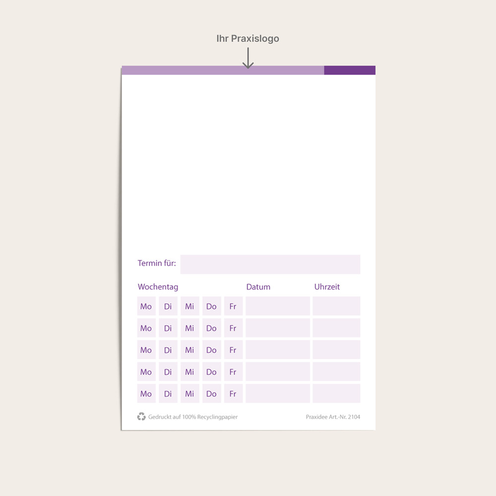 Praxidee Terminzettel Grando Lila Adresseindruck