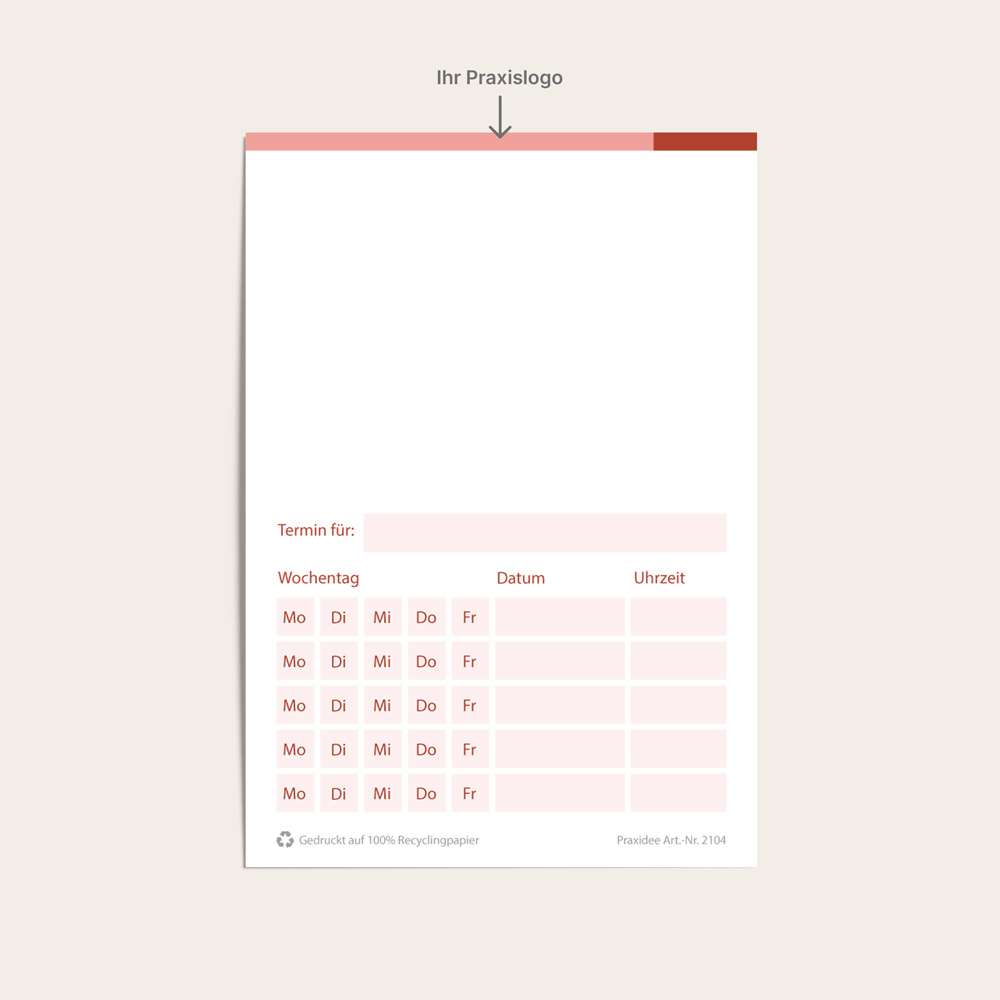 Praxidee Terminzettel Grando Rot Adresseindruck