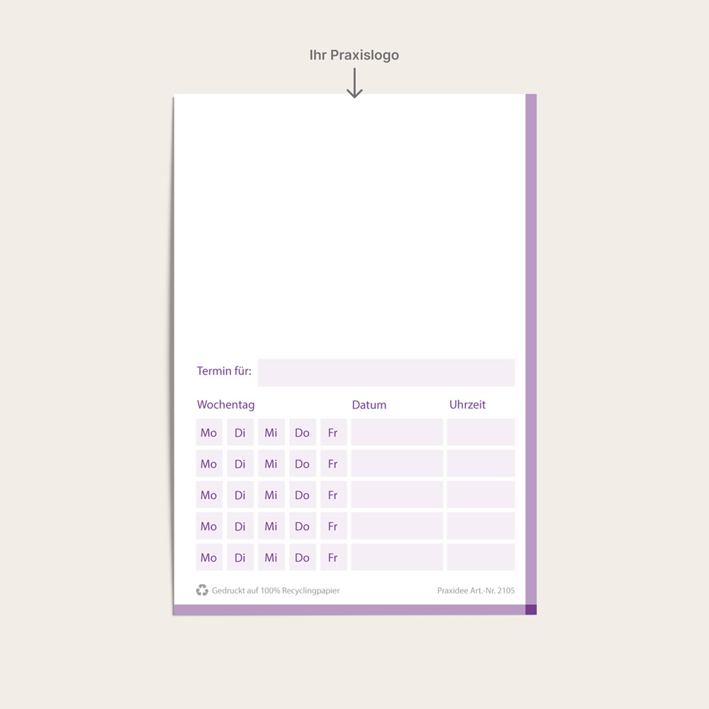 Praxidee Terminzettel Ignis lila Adresseindruck