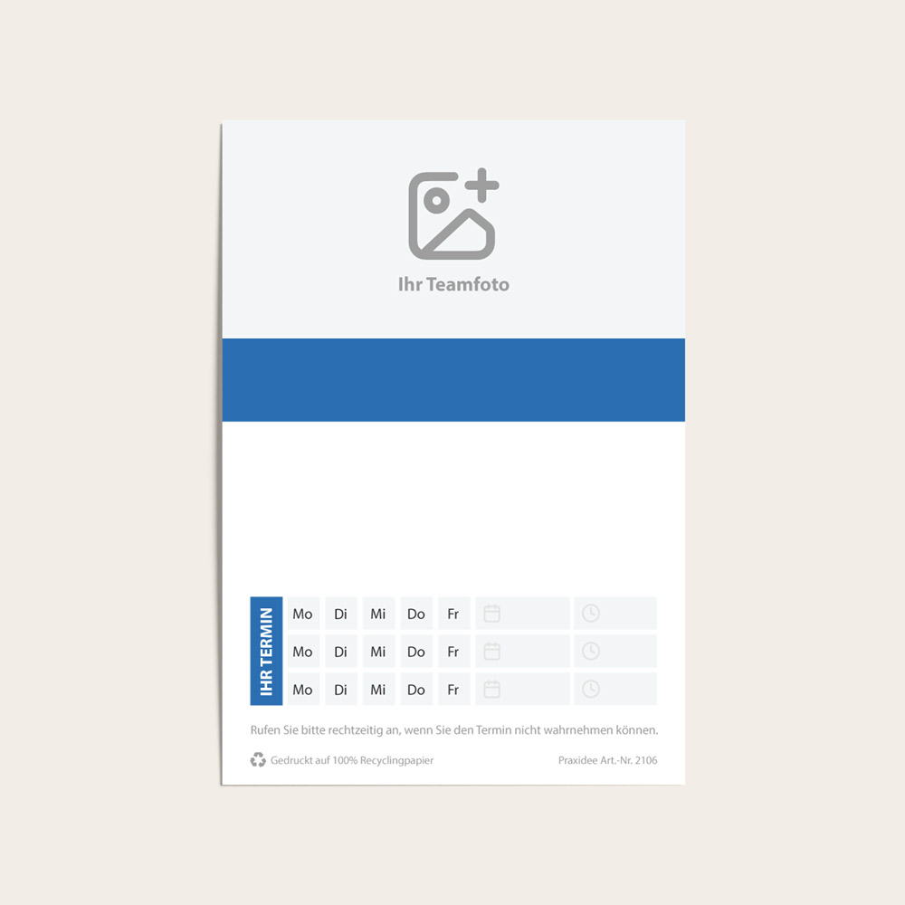 Terminzettel Imago blau hoch