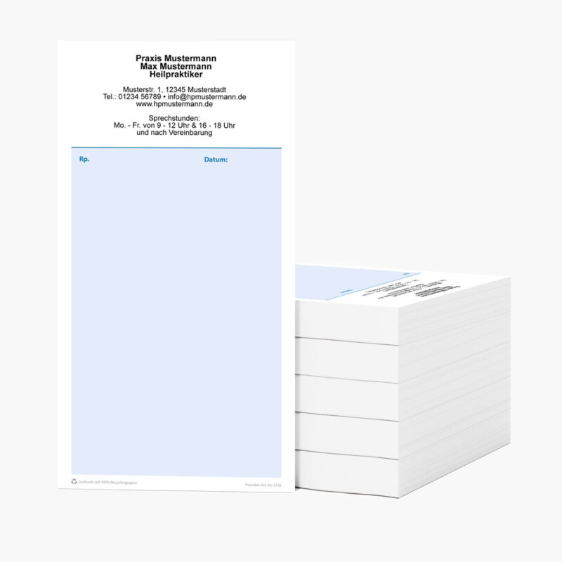Praxidee Privatrezept Heilpraktiker Hochformat Farbe Blau