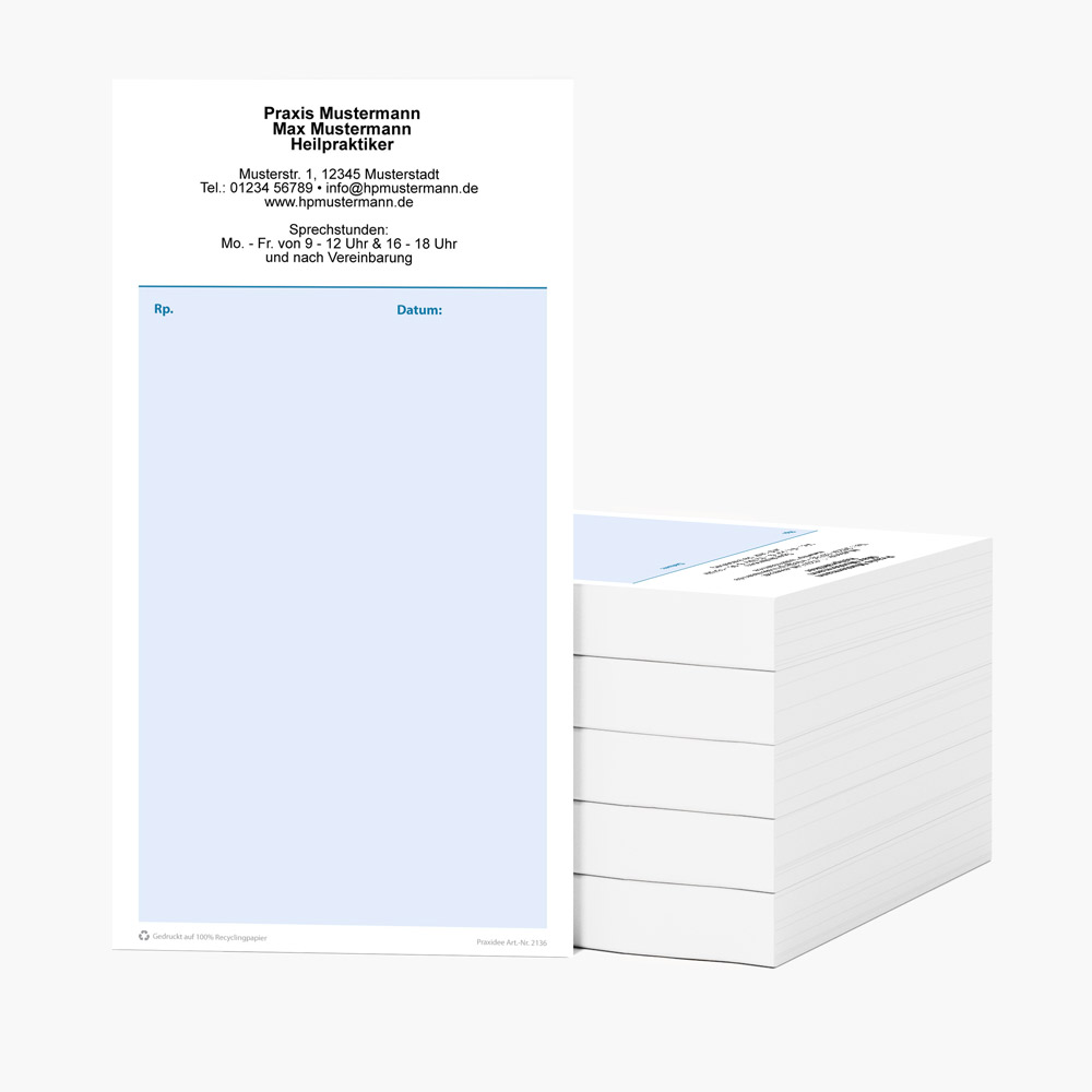 Praxidee Privatrezept Heilpraktiker Hochformat Farbe Blau