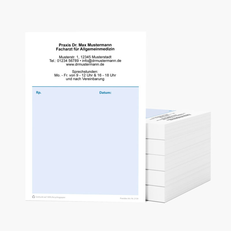 Praxidee Privatrezept Hochformat Farbe Blau
