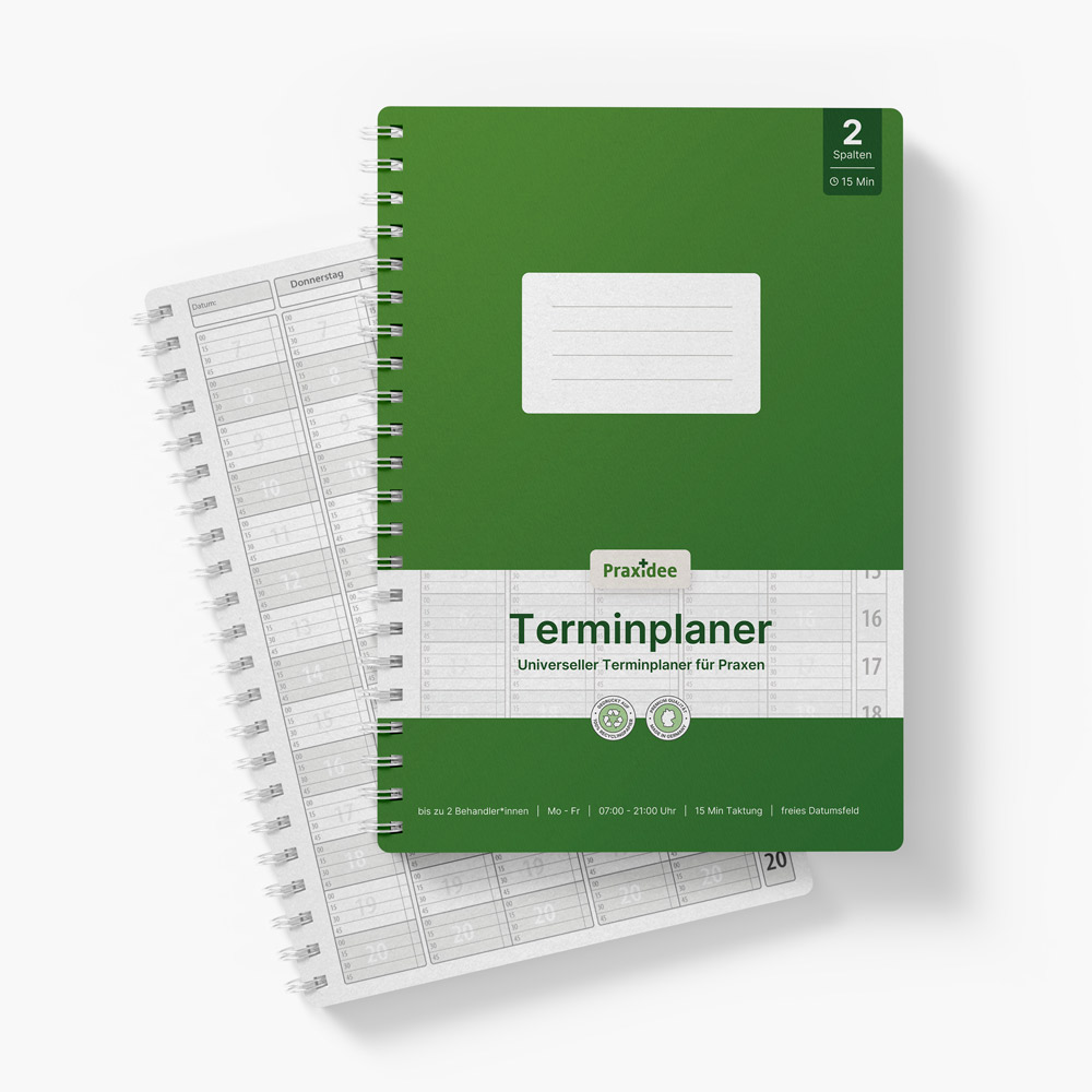 Praxidee Terminplaner 2 Spalten 15 Min ohne Datum