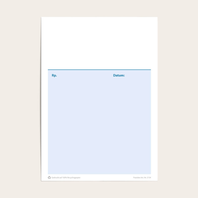 Privatrezept Hochformat Farbe blau
