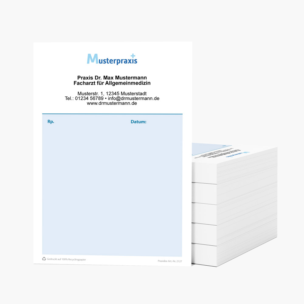 Privatrezept mit Logo Hochformat Blau