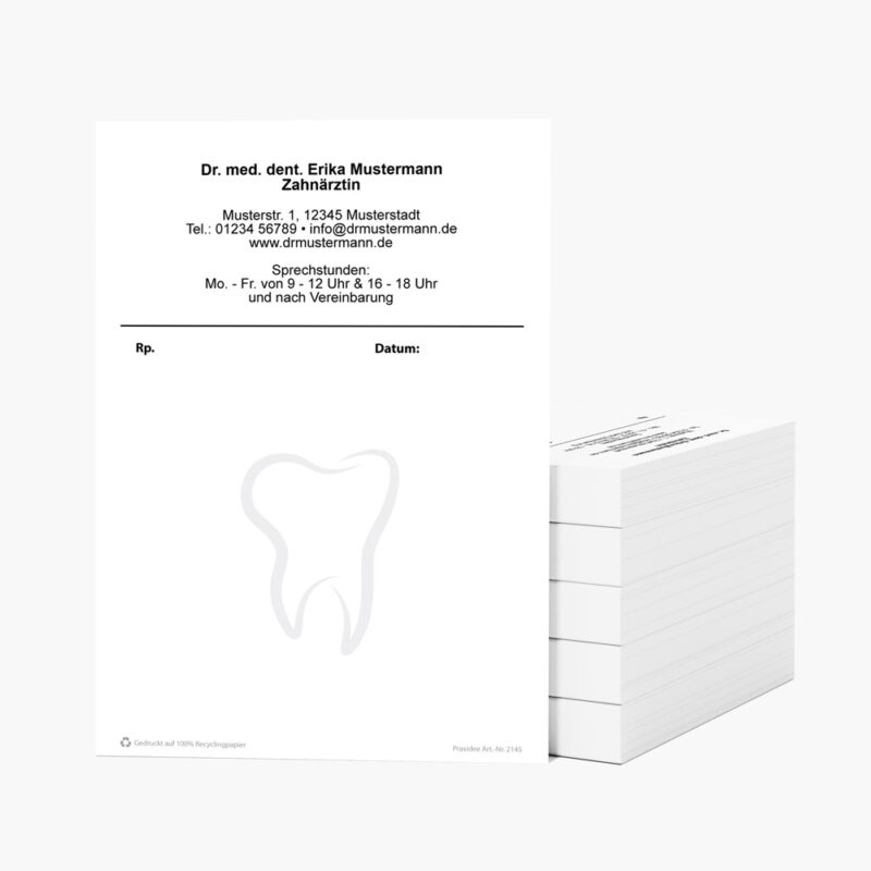 Privatrezept für Zahnärzte Design Zahn Hochformat Weiß